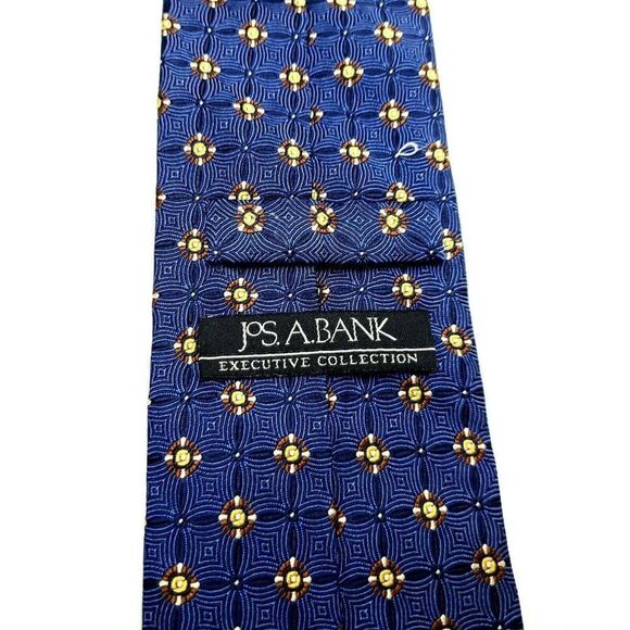 Jos A Bank Executive Silk Tie Woven Blue Geometric - Picture 3 of 6